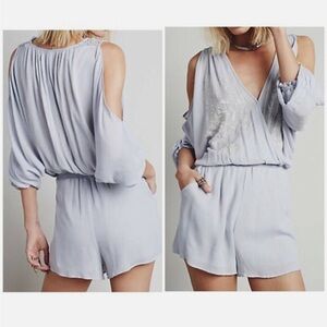GUC Free People Light Blue Grey Romper Size Large